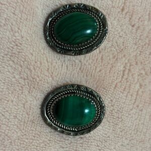Vintage malachite silver earrings